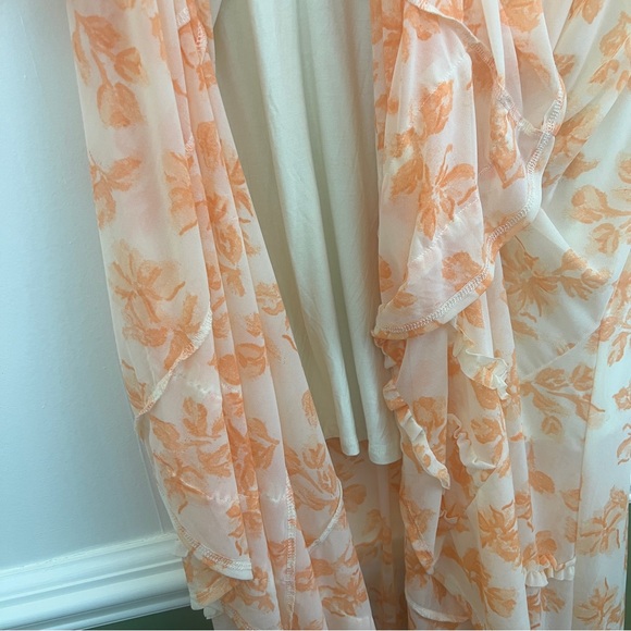 Free People It’s Fate MIDI Floral Print Dress Yellow Custard Combo Size Large - Picture 4 of 16